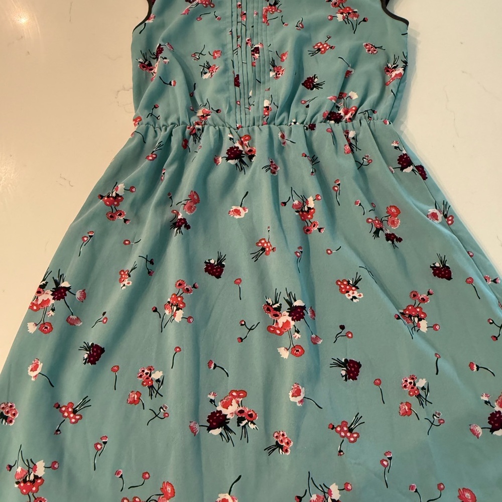 Xhilaration Teal Floral Casual Dress